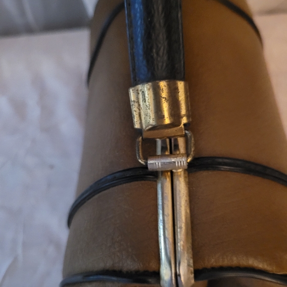 Vintage Small Barrel Hinged Handbag Faux Leather - Picture 4 of 13